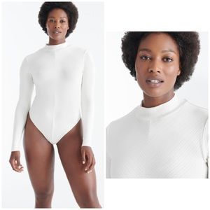 Knix | NWT Mock Neck Ivory White Long Sleeve Thong Bodysuit XXXL